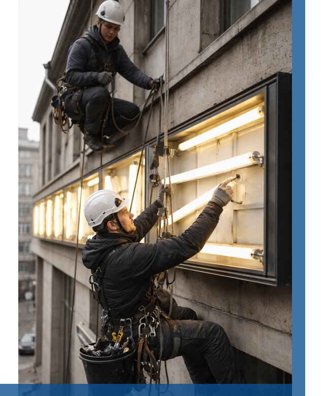 Замена ламп в вывеске в Казани под ключ от 3716 р. | ВЫСОТНИК-Кзн