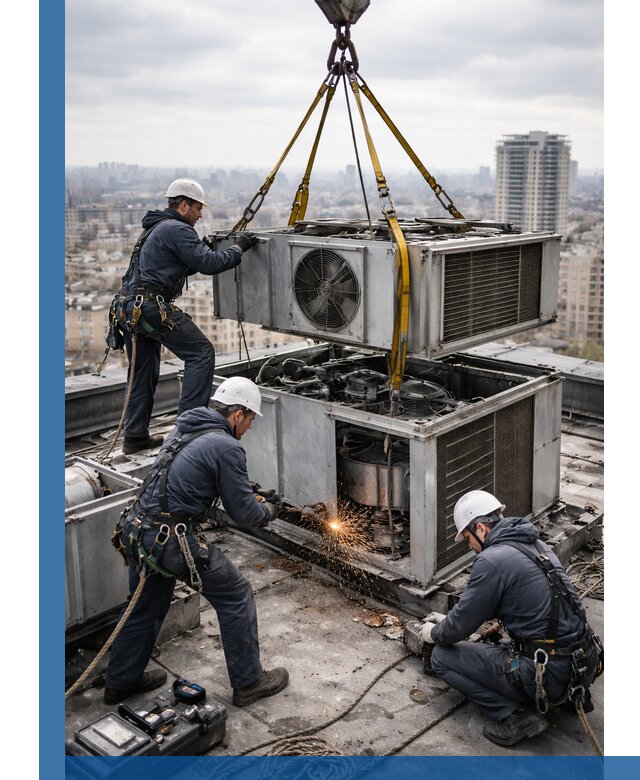 Демонтаж крышной установки в Казани любой сложности