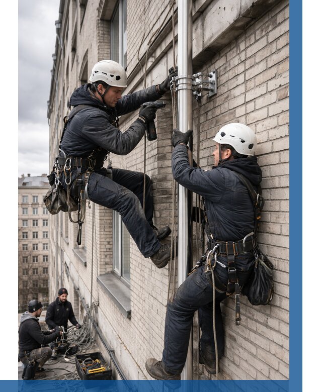 Монтаж флагштока на здании в Казани от 6901 р. | ВЫСОТНИК-Кзн