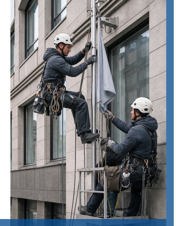 Установка флагов на фасаде в Казани от 4778 р. | ВЫСОТНИК-Кзн