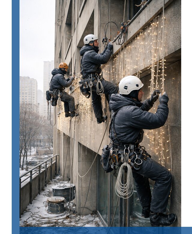 Монтаж новогодней иллюминации и украшение фасадов в Казани