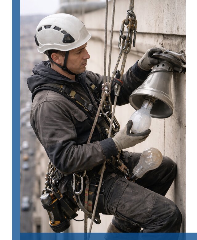 Замена ламп на высоте в Казани профессионально и быстро