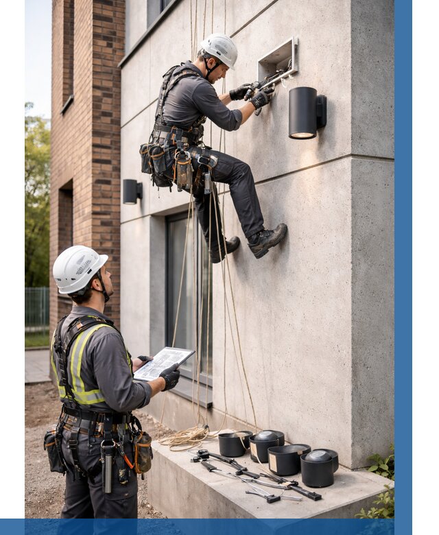 Монтаж фасадного освещения в Казани от 2654 р. | ВЫСОТНИК-Кзн