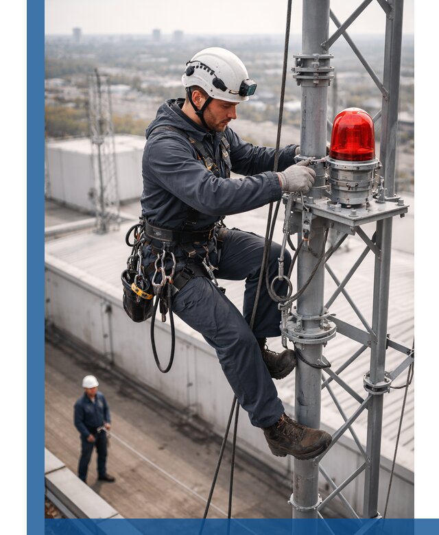 Монтаж заградительных огней и обслуживание объектов в Казани