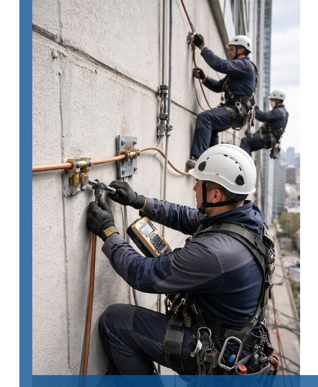 Монтаж системы заземления здания и молниезащиты в Казани