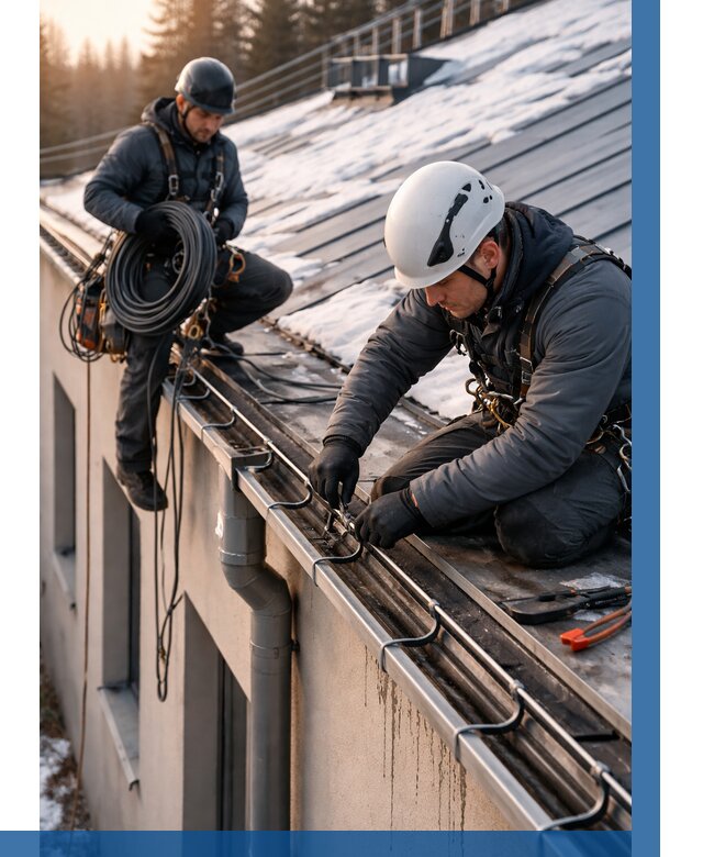 Монтаж греющего кабеля на кровле в Казани от 478 р. | ВЫСОТНИК-Кзн