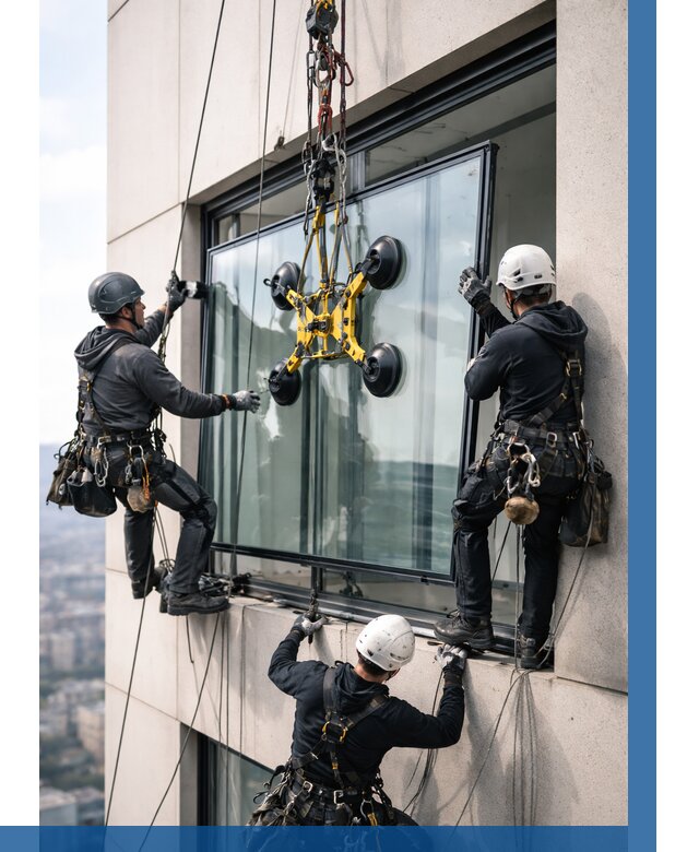 Монтаж стеклопакетов на высоте в Казани от 3397 р. | ВЫСОТНИК-Кзн