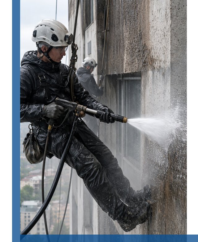 Гидроструйная очистка фасадов и конструкций в Казани