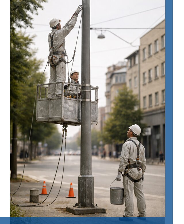 Покраска опор освещения в Казани от 5309 р. | ВЫСОТНИК-Кзн