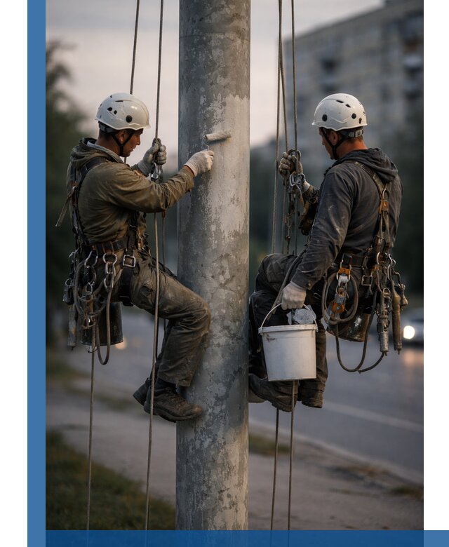 Покраска опор освещения и антикоррозийная защита в Казани