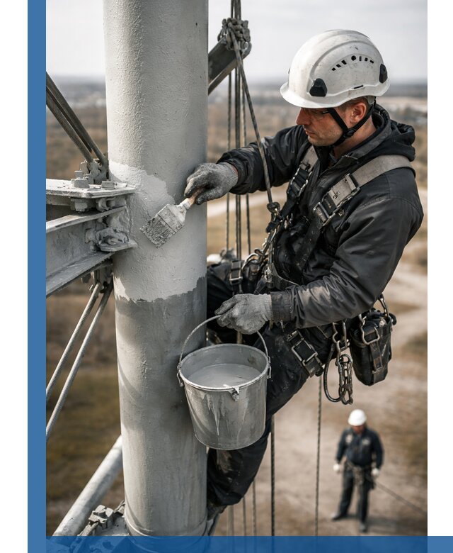 Покраска мачт связи в Казани промышленными альпинистами
