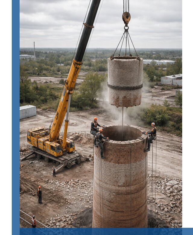 Демонтаж дымовой трубы в Казани с гарантиями безопасности