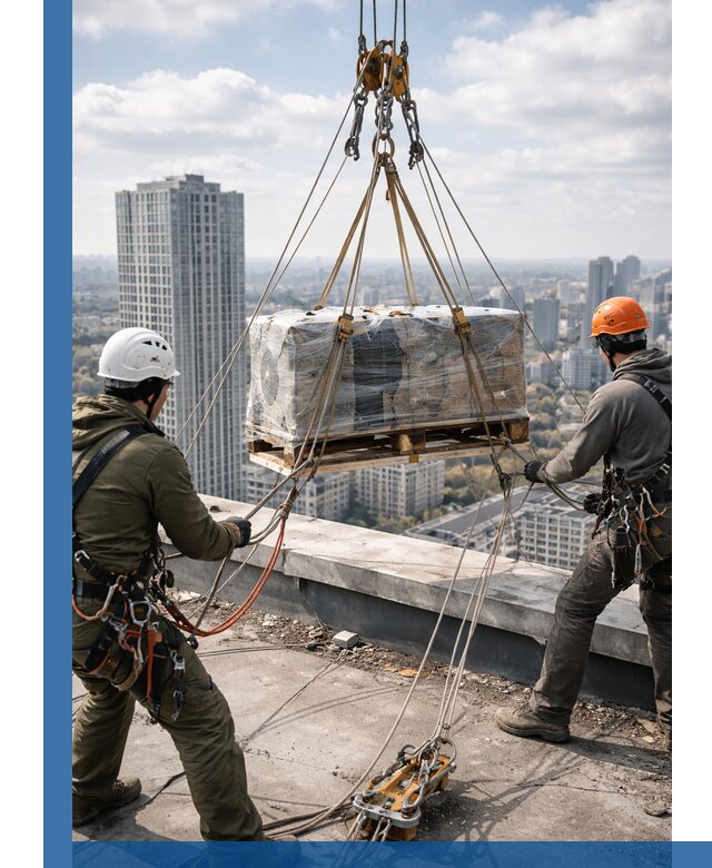 Подъем и монтаж крупногабаритных грузов на крышу в Казани