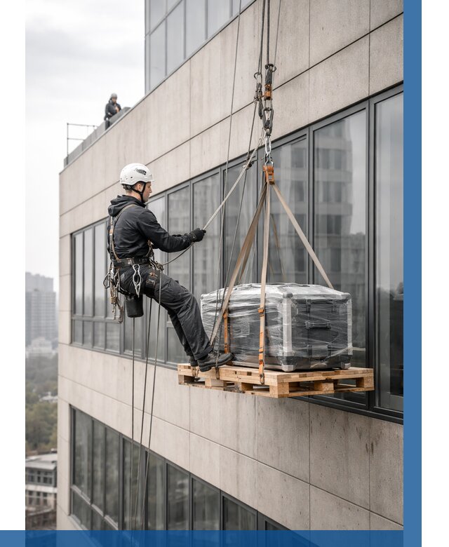 Спуск груза по фасаду в Казани от 3716 р. | ВЫСОТНИК-Кзн