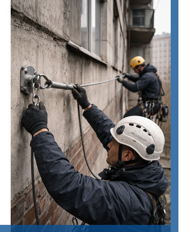 Монтаж анкерных линий в Казани от 3185 р. | ВЫСОТНИК-Кзн