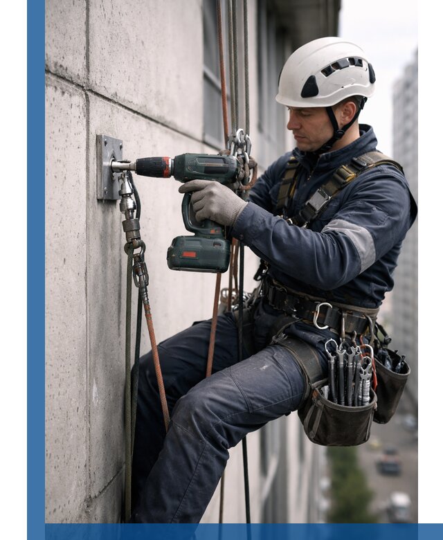 Установка анкерных точек для высотных работ в Казани