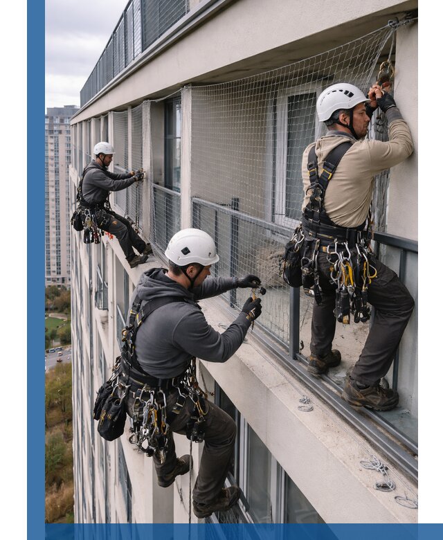 Профессиональный монтаж защитной сетки от птиц в Казани